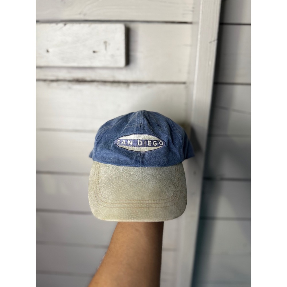 Vintage San Diego Hat Mens Blue Tan Two Tone Adjustable Strapback Ball Cap